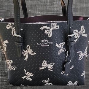 Coach Black and Cream Bow Print Tote